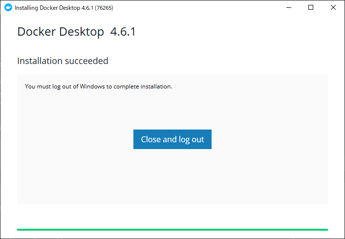 DockerDesktopインストール完了