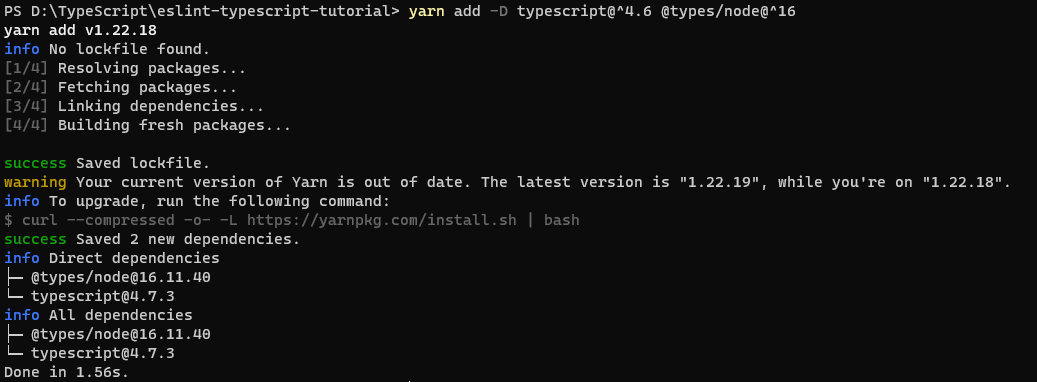 yarn typescript